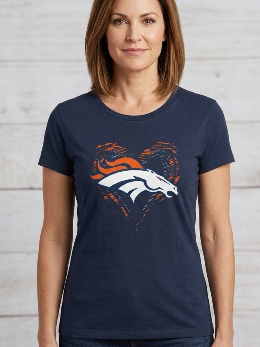 Denver Broncos Navy Women's Graphic Tee